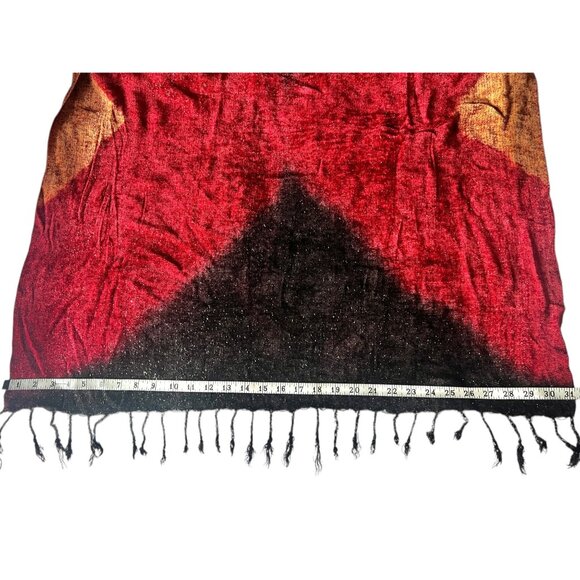 Sparkly Shawl With Fringe By B.M. Lovely Shawls Maroon Gold Black w/ tag - Picture 3 of 8